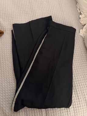Lulu's Black Pants with Rhinestone Trim